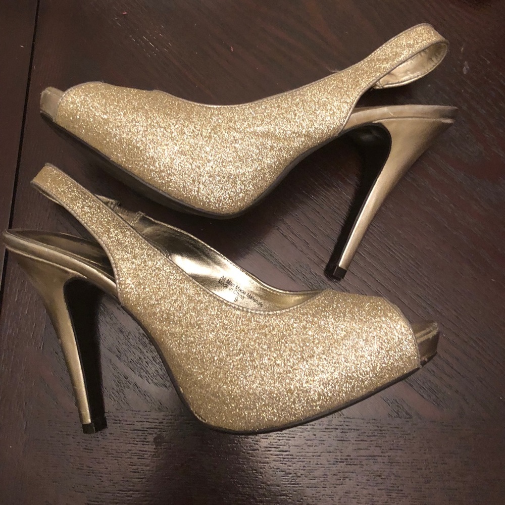 Lulu Townsend Gold Glitter Slingback Heel